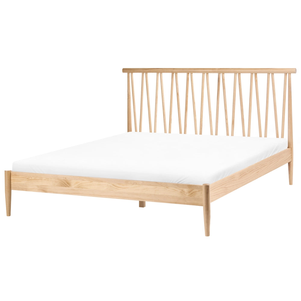 Letto matrimoniale con testiera e struttura in legno di pino con doghe 160x200cm marrone chiaro camera da letto stile moderno