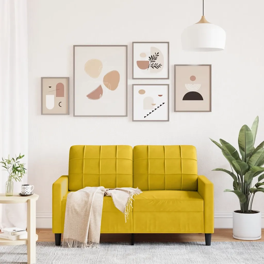 vidaXL Divano a 2 Posti giallo 120 cm in Velluto