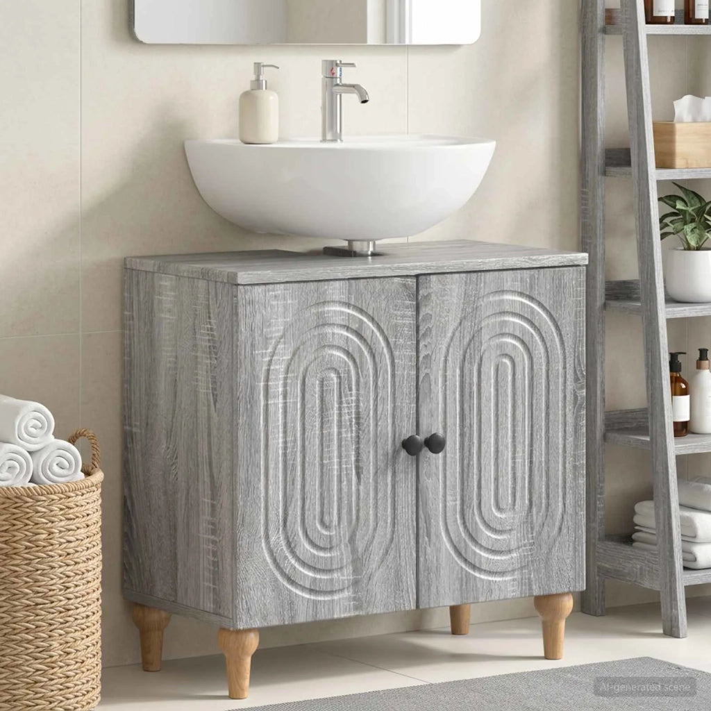 Armadio per Lavabo da Bagno ALKMAAR Sonoma grigio 896131