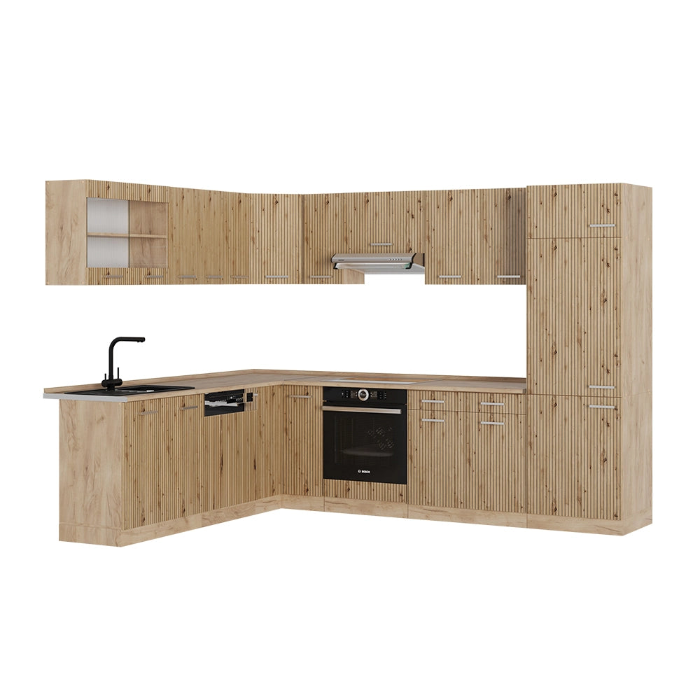 Vicco Cucina angolare completa Rovere artigianale/rovere Goldkraft 227 x 287 cm senza piano di lavoro