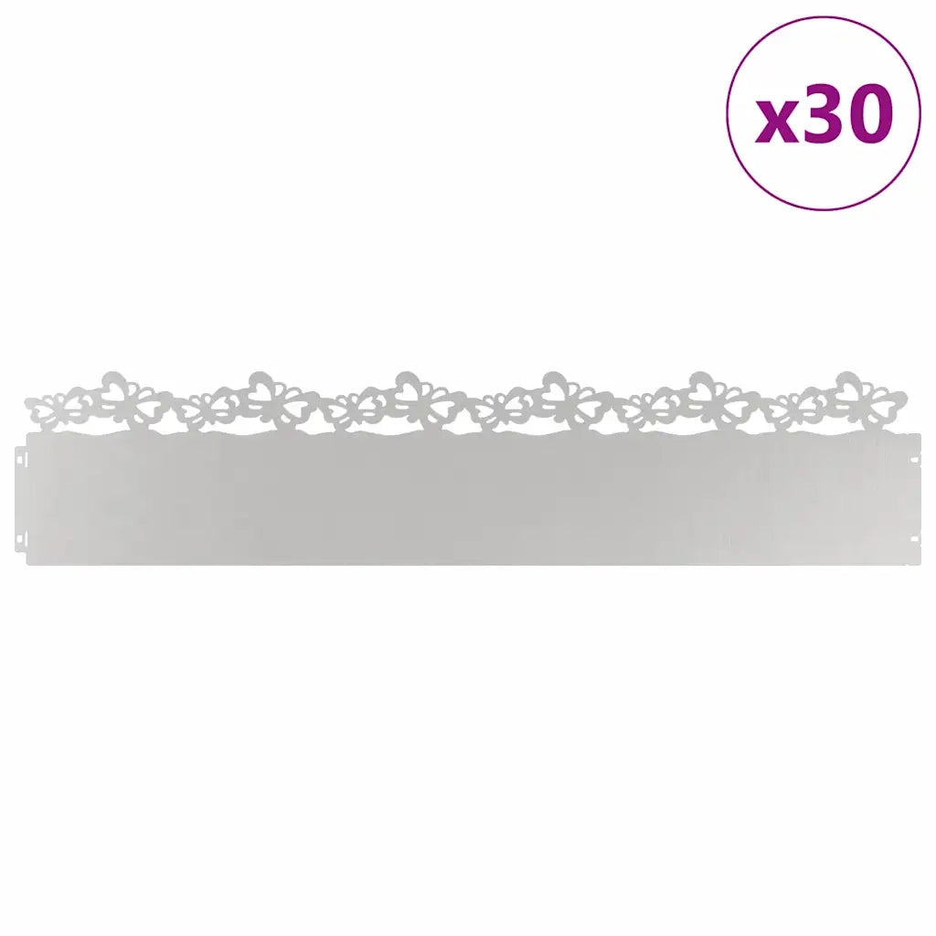 Bordure per prato 30 pz 103 x 0,05 x 22 cm Acciaio Inox Argento 874821