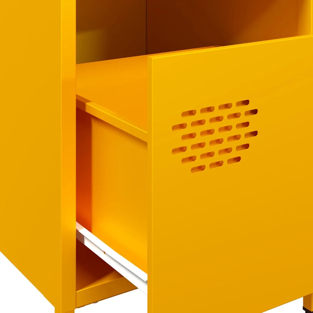 vidaXL Comodini 2 pz Giallo Senape 35x39x43,5 cm in Acciaio