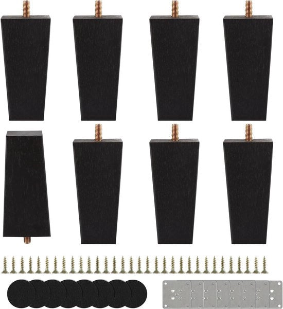 8 pezzi di supporti in legno nero per mobili 10 cm - supporti in legno massello per tavoli - supporti metallici per divani e tavoli da salotto