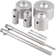 Set di fori per pareti e piastrelle Allecto plus - 5 pezzi di set di fori 30/40/65/80/100 mm - asta di 300 mm - SDS Plus - compreso foro centrale - perforatrice per pareti.