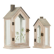 Set di due lanterne Home Flower in legno e vetro