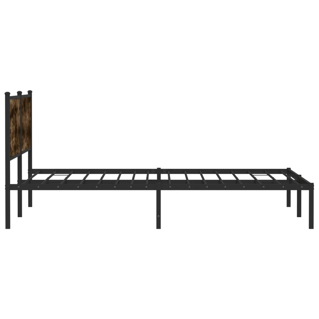 vidaXL Giroletto senza Materaso in Metallo Rovere Fumo 200x200 cm
