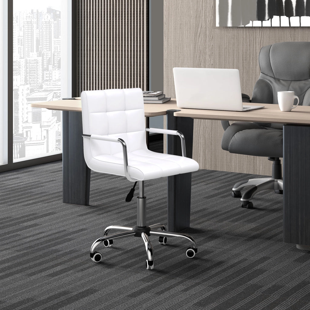Poltrona da ufficio ¨C Zephmum ¨C Pivotante, Altezza regolabile, Imbottita, Colore bianco