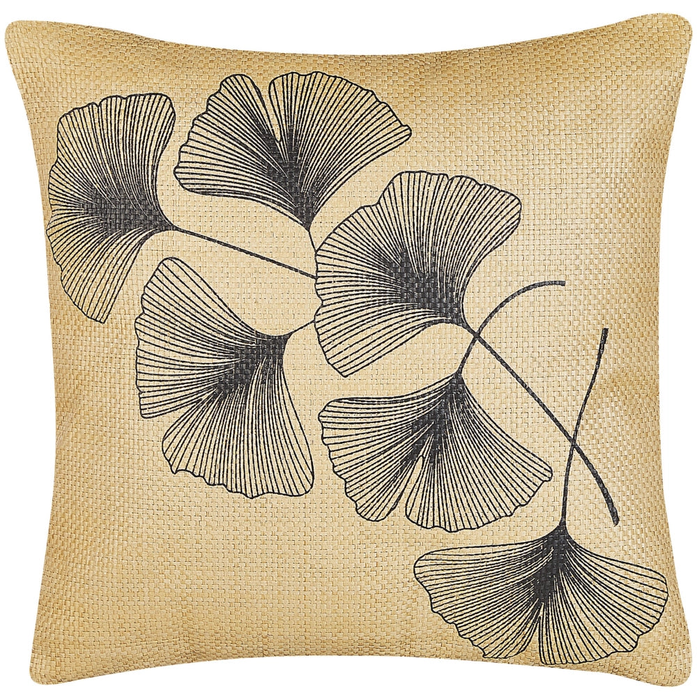 Set di 2 cuscini decorativi Stampa foglie beige 45 x 45 cm motivo ispirato alla natura moderno Glamour Decor Accessori