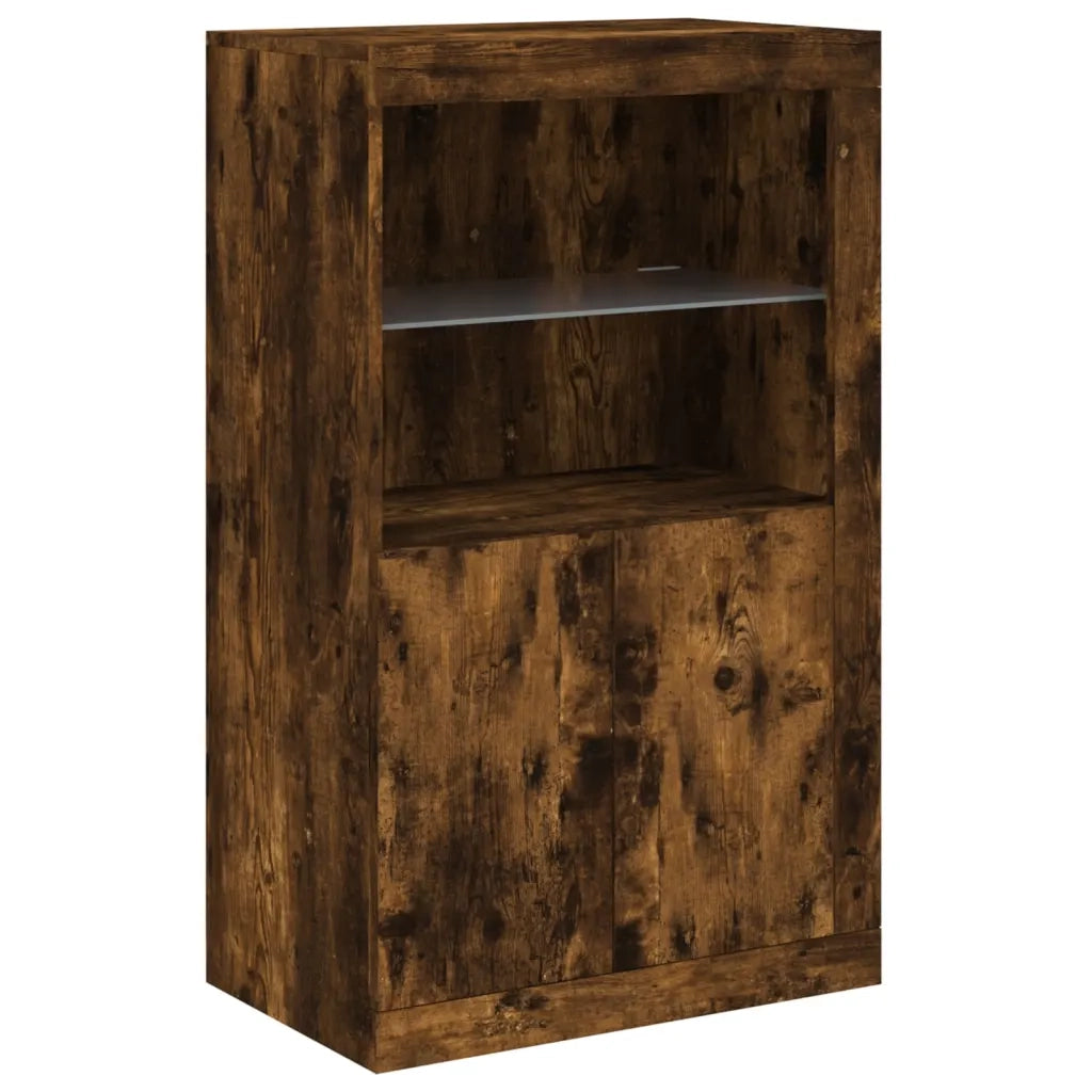 Credenza con Luci LED Rovere Fumo 181,5x37x100 cm 3209181