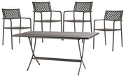 Set Tavolo Pieghevole e 4 Sedie da Giardino in Acciaio RD Italia Lola Antracite