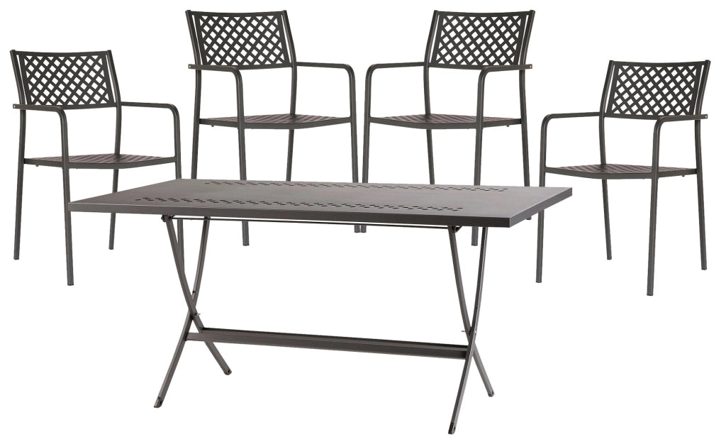 Set Tavolo Pieghevole e 4 Sedie da Giardino in Acciaio RD Italia Lola Antracite