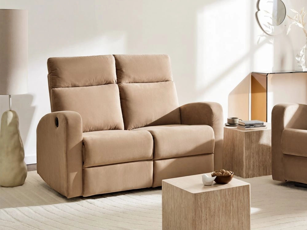 Divano reclinabile elettrico moderno in tessuto vellutato a 2 posti marrone chiaro design moderno glamour soggiorno