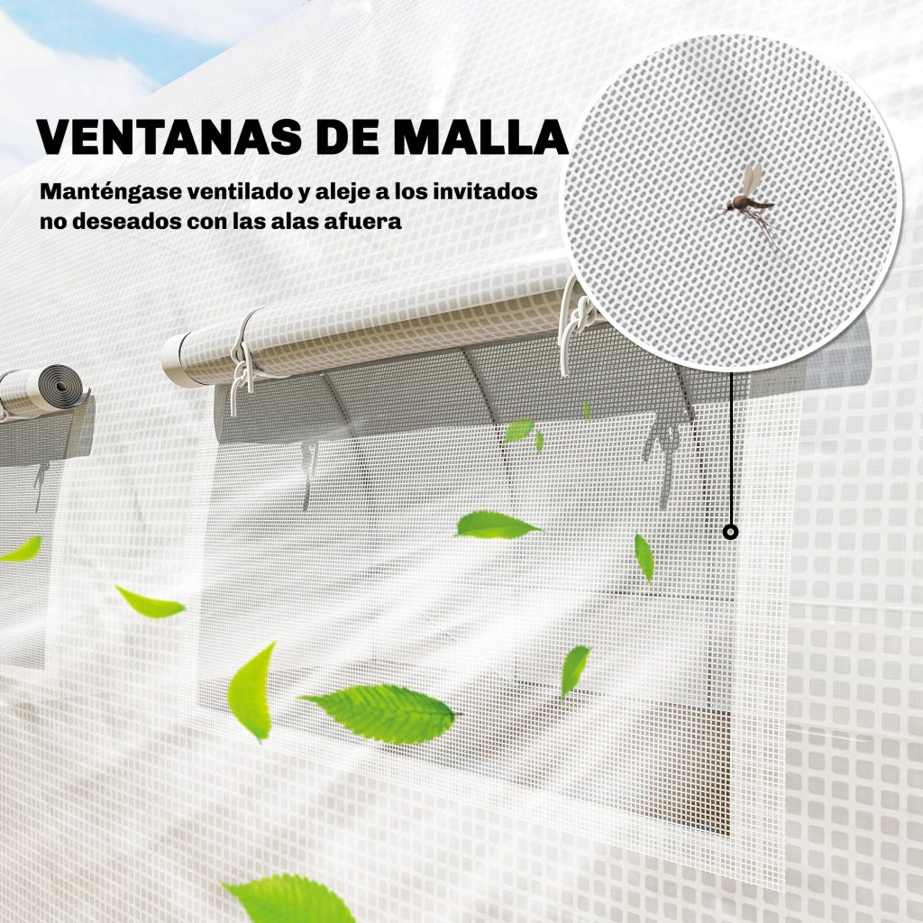 Tunnel Serra 6x3x2 m ¨C Zephmum ¨C Bianco Acciaio Galvanizzato 12 Finestre