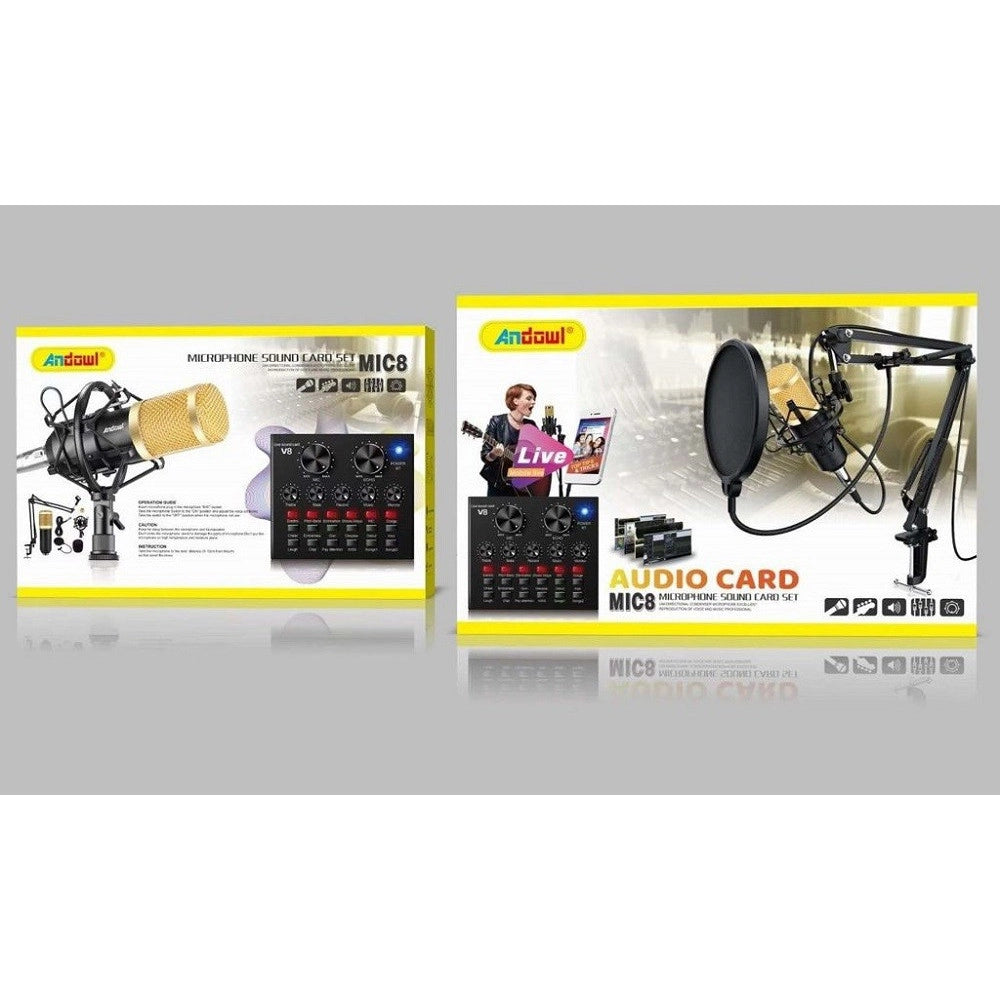 Trade Shop - Set Microfono Con Mix Schede Audio Filtro Anti-pop Supporto Girevole Studio Mic8 -
