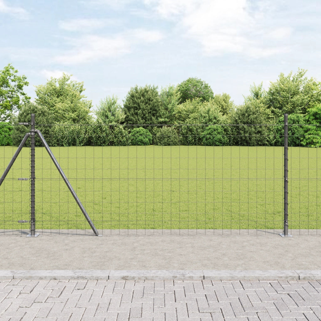 Recinzione Euro con 7 Paletti Flangiati 0.8x10 m Acciaio Zincato