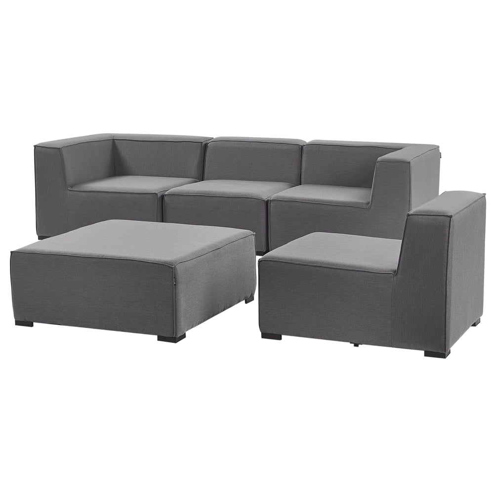 Set divano ad  per interni ed esterni Rivestimento in tessuto grigio salotto da giardino ottomana
