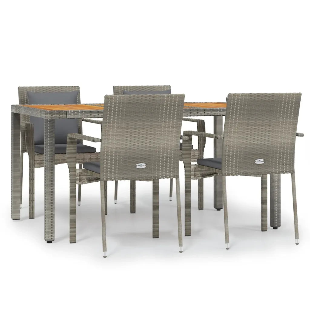 Set da Pranzo da Giardino 5 pz con Cuscini in Polyrattan Grigio 3184971