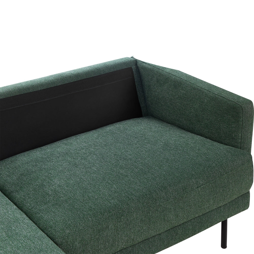 Divano angolare in poliestere verde scuro 192 x 155 Divano a 2 posti imbottito con gambe in metallo, tessuto e schienale imbottito, moderno e minimalista
