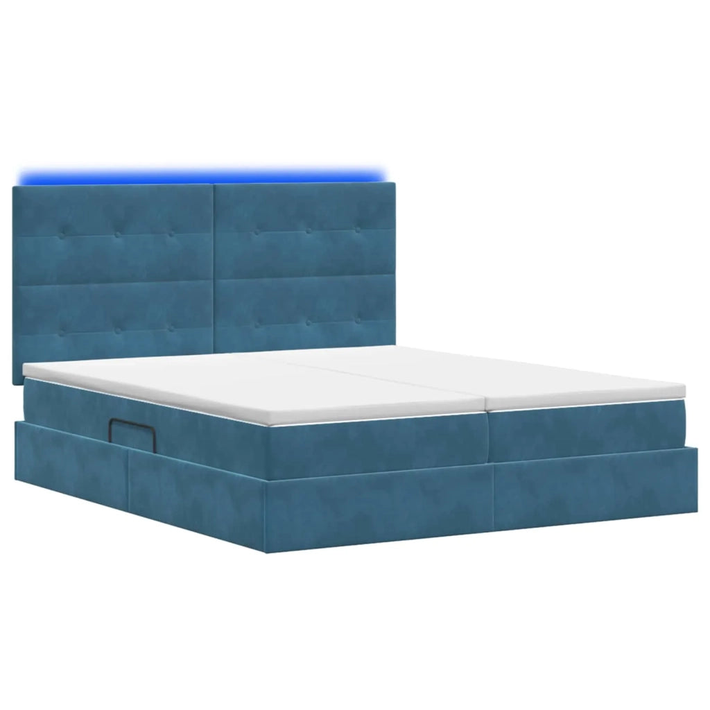 Letto con contenitore LED e materasso Blu Scuro 200 x 200 cm 3460276