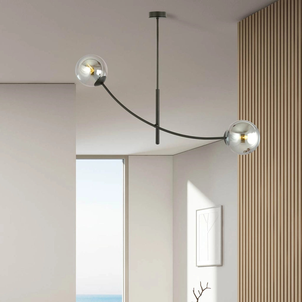 Plafoniera Emibig Hunter 2 luci E14 nero cromo vetro