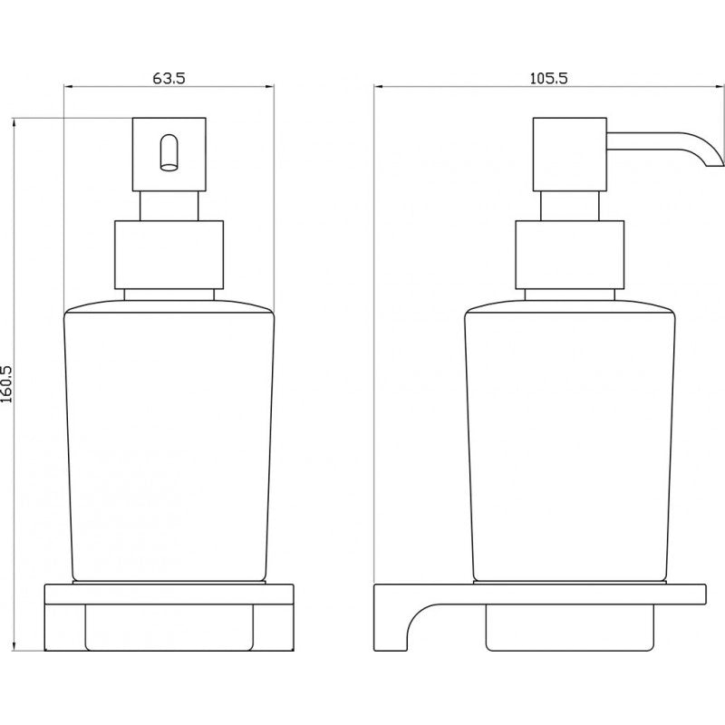 NIL dispenser sapone da parete in vetro e ottone metallo grigio 200 ml
