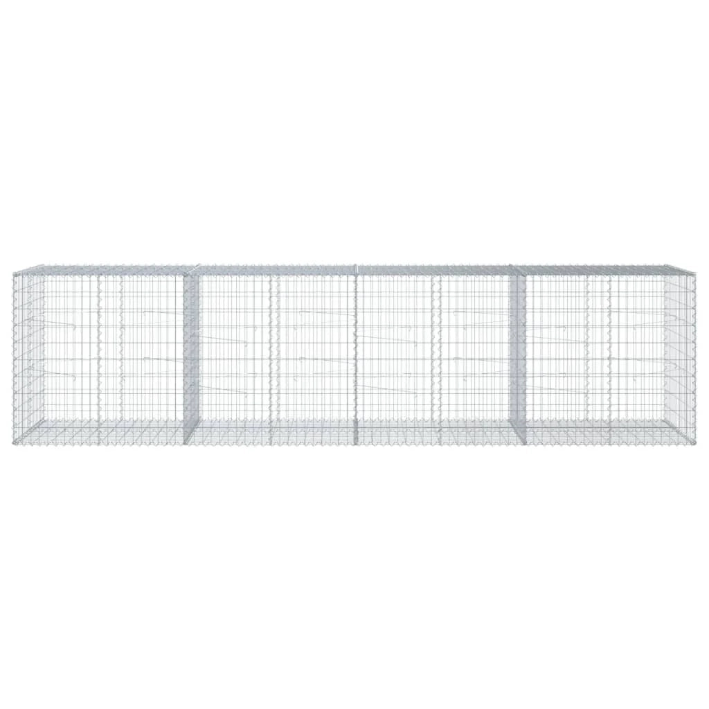 Gabbione recinto a gabbia muro di contenimento con coperchio 400 x 100 x 100 cm ferro zincato argento 02_0040159