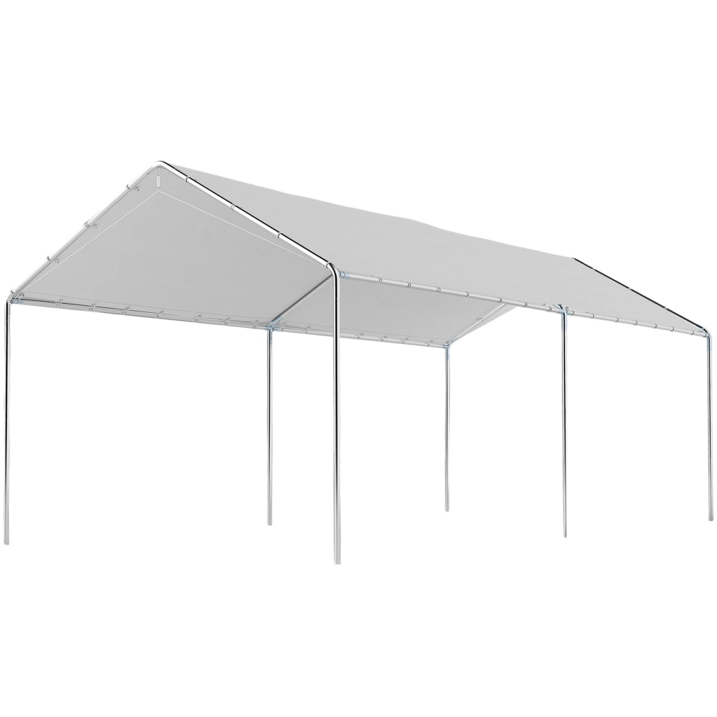 Carport per auto 6x3m ¨C zephmum ¨C acciaio galvanizzato bianco
