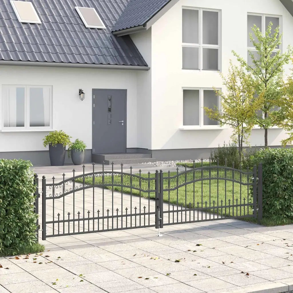 Cancello con Punta a Lancia KAMPEN 305 x 75 cm Acciaio Grigio CFW4053722
