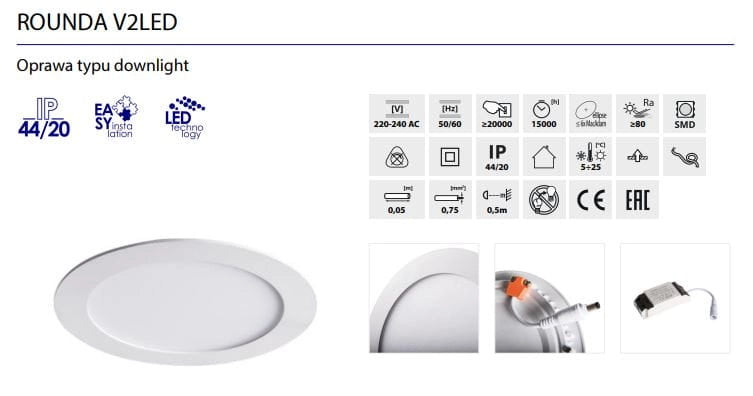 Kanlux Rounda 28937 Plafoniera LED 6W 4000K IP44 bianca