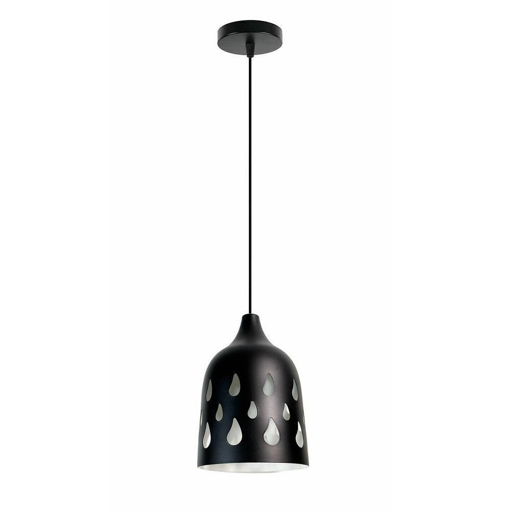 Trade Shop - Lampadario A Sospensione Da Soffitto Traforato E27 Punto Luce Bianco E Nero - Nero