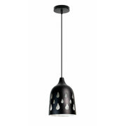 Trade Shop - Lampadario A Sospensione Da Soffitto Traforato E27 Punto Luce Bianco E Nero - Nero