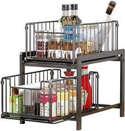 Organizzatore Cucina con 2 Lavello Ripostigli sotto il Lavabo in Acciaio Inossidabile Organizzatore Bagno 2 Livelli Supporto Erbe Grande Capacità (Nero)