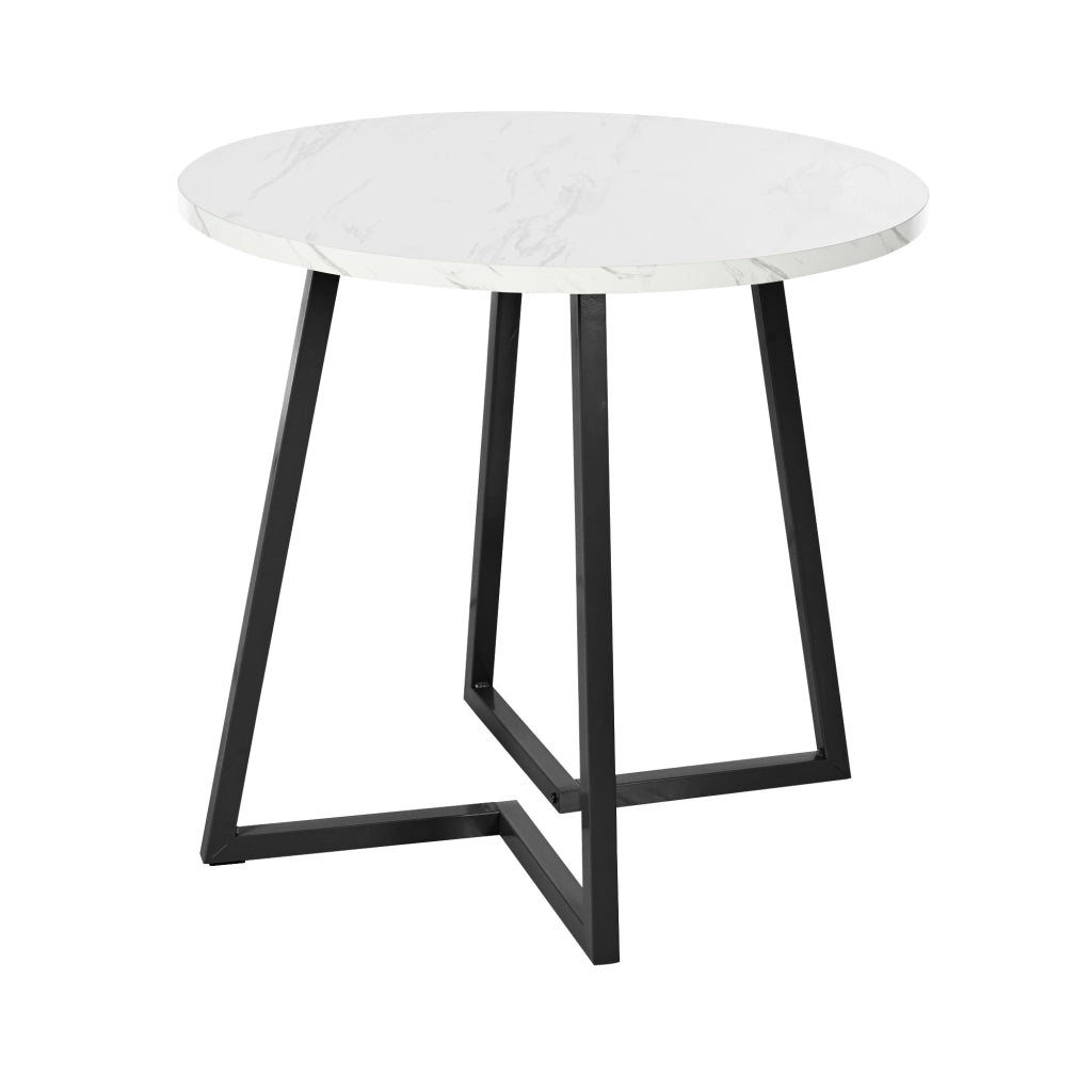Tavolo da pranzo per 4 persone con 4 sedie in velluto, piano rotondo in MDF, per cucina, 80 cm, multicolor