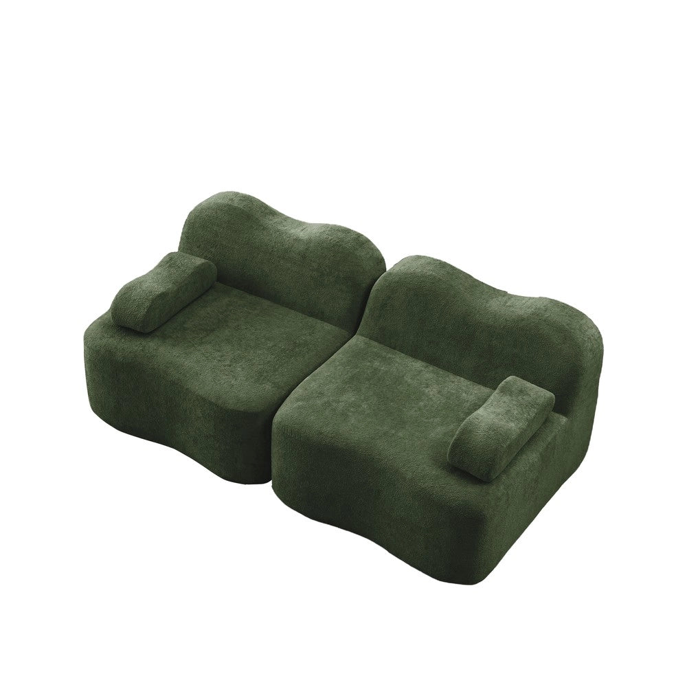Divano Modulare 2 Posti Boneless ¨C Xylo ¨C Verde, Cuscini Profondi, Braccioli Mobili