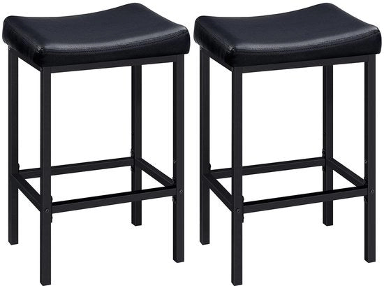 Set di 2 sedute per bar - Sedute comode per la zona cucina e caffè - Nero - Sedute per bar in pelle PU - Stile e praticità