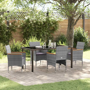 Set da Pranzo per Giardino con cuscino 5 pcs Grigio polyrattan 3379761