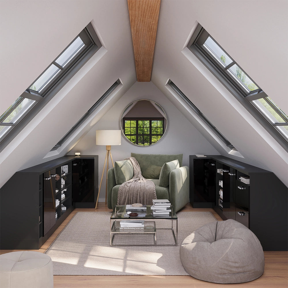 Mobile sottotetto Rion Nero lucido/Antracite 80 x 83.8 cm con 2 porte, carcassa 60 cm profondità Vicco