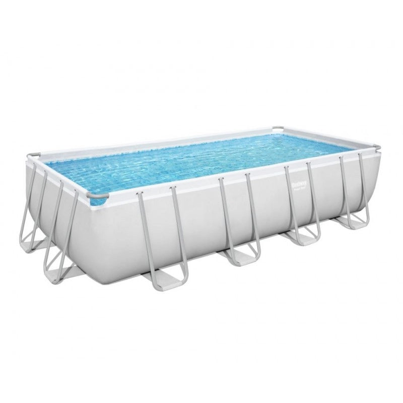 Piscina fuori terra rettangolare con telaio in acciaio e pompa filtro, 488x244x122 cm con scaletta e copertura capacità 11532 L - Bestway