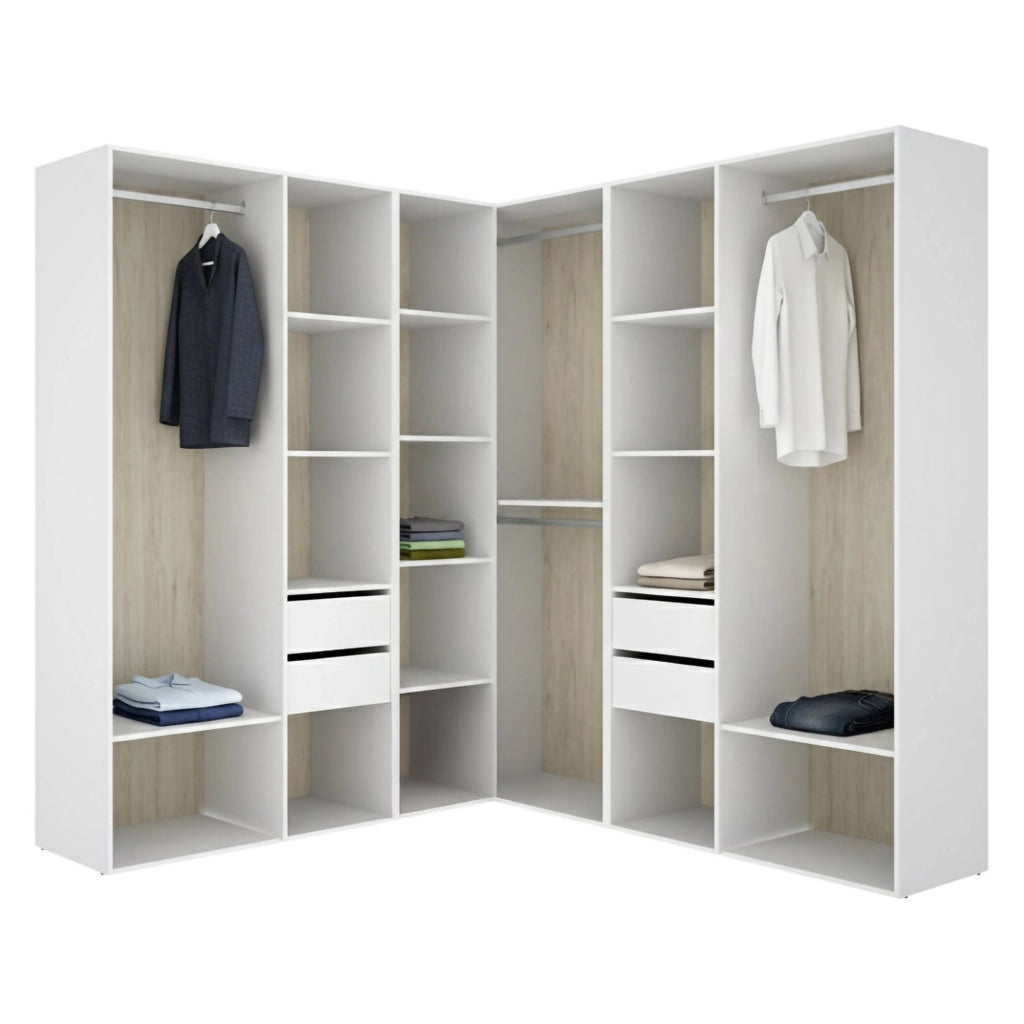 Armadio Camera da Letto Yancy, Guardaroba Grande Modulabile, 186x205h cm Bianco