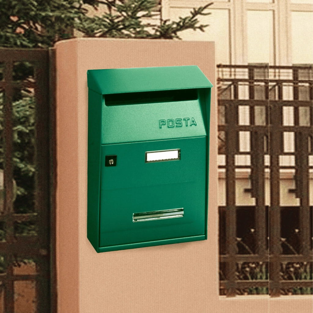 ALUBOX FT Cassetta Postale Da Esterno 32,5X22X11 Cm Cassetta Posta Con Tettuccio Superiore Cassetta Lettere Prelievo Frontale Cassetta Della Posta Formato Lettera COLORE: VERDE