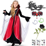 Costume per bambini vampiro - Inclusivo di gonna/collana/denti/maschera occhi - Halloween/abito da costume - 2 taglie - Adatto per feste tematiche