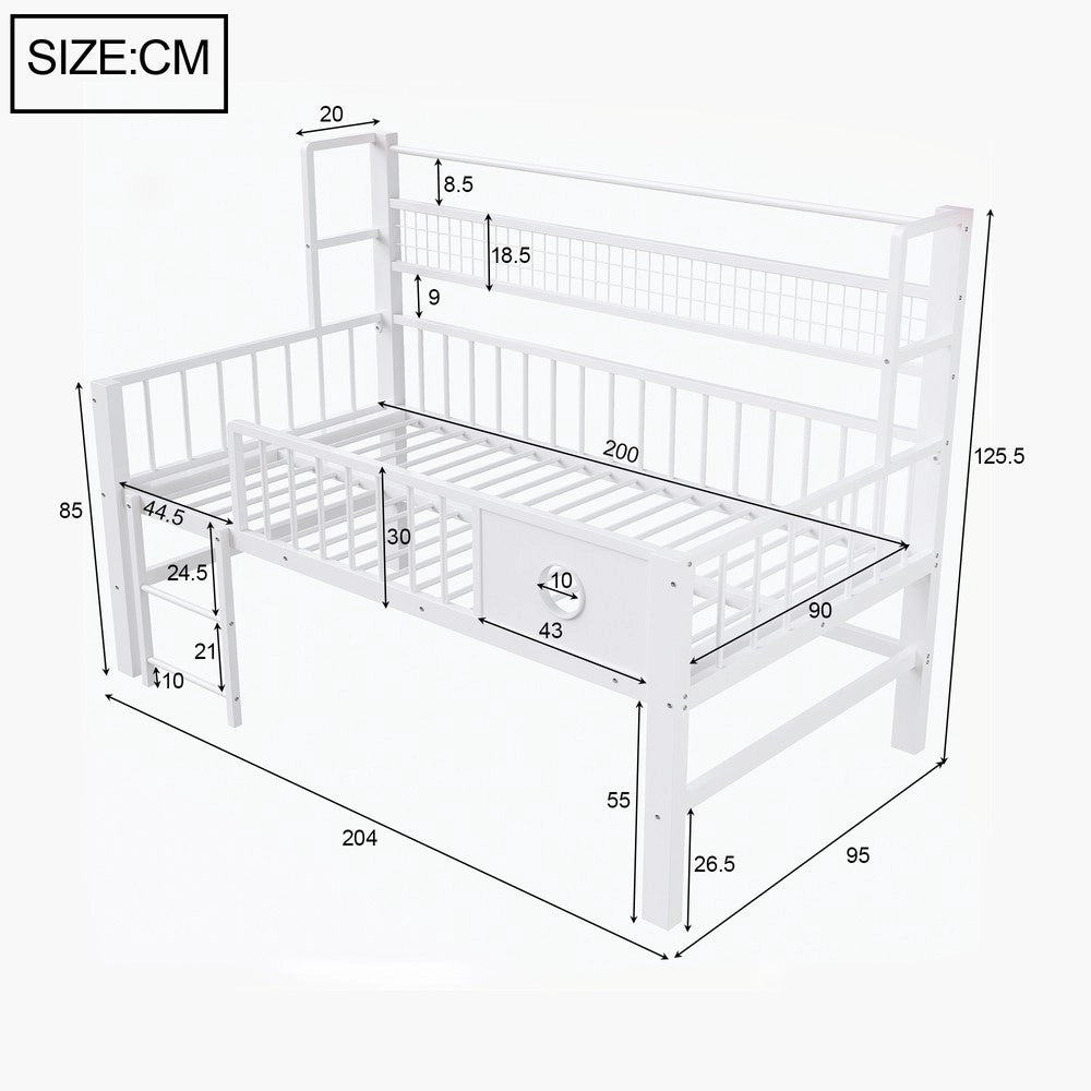 Letto a Soppalco Basso Bambini ¨C Xylo ¨C Metallo Bianco 90x200