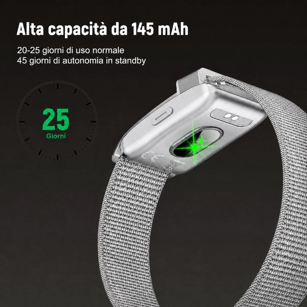 Smartwatch Orologio connesso con display nascosto; monitoraggio 24 ore su 24 della salute: battito cardiaco; HRV; SpO2 e sonno; 2 braccialetti; app gratuita per iOS e Android - Argento