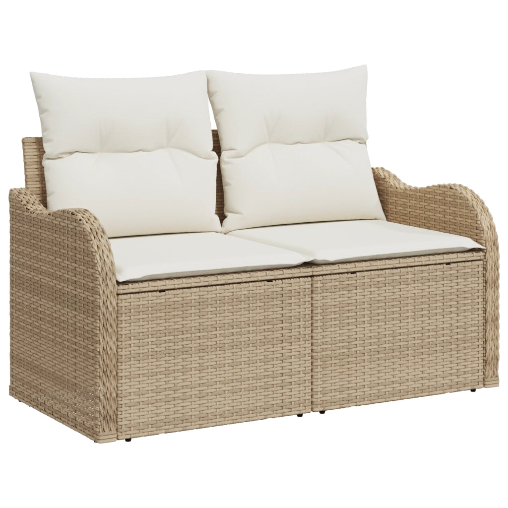 Set di Divani da Giardino  in 7 Pezzi con Cuscini in Polyrattan Beige