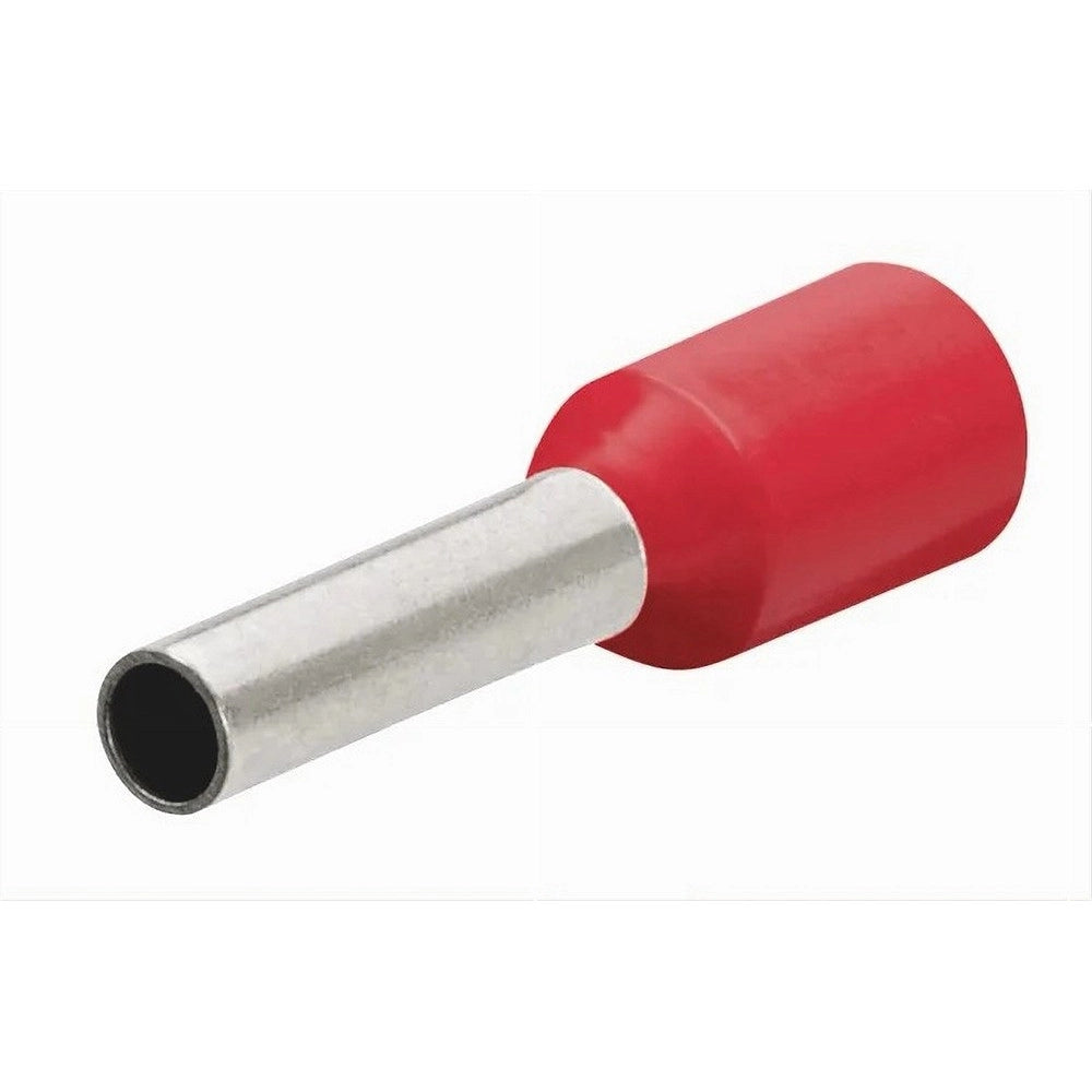 Trade Shop - Confezione 100 Pz Tubetto Capicorda Isolato Per Cavi 16mm² Terminale 12mm E16-12 - Rosso