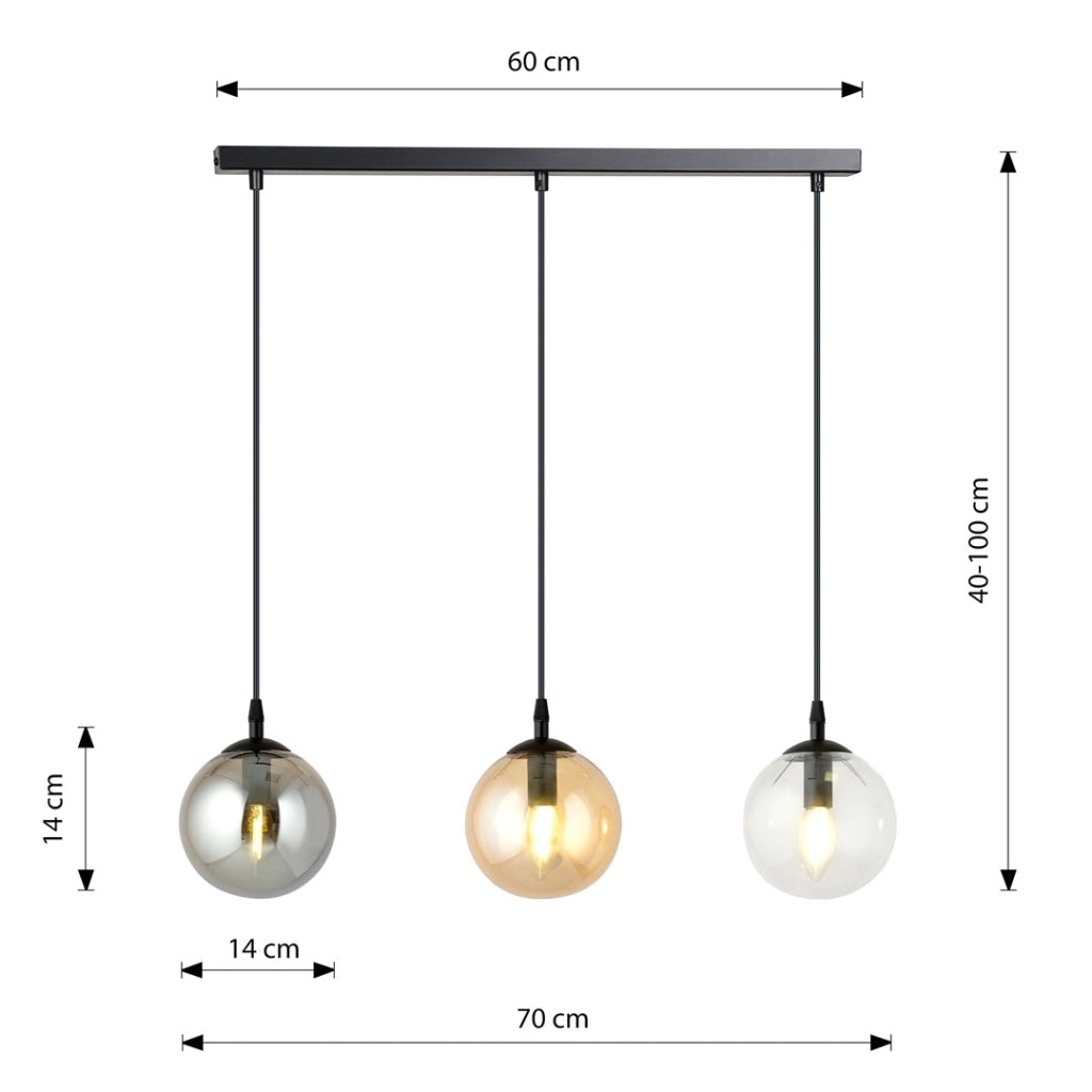 Lampadario Emibig COSMO 3 Black Mix 3xE14 70cm dimmerabile