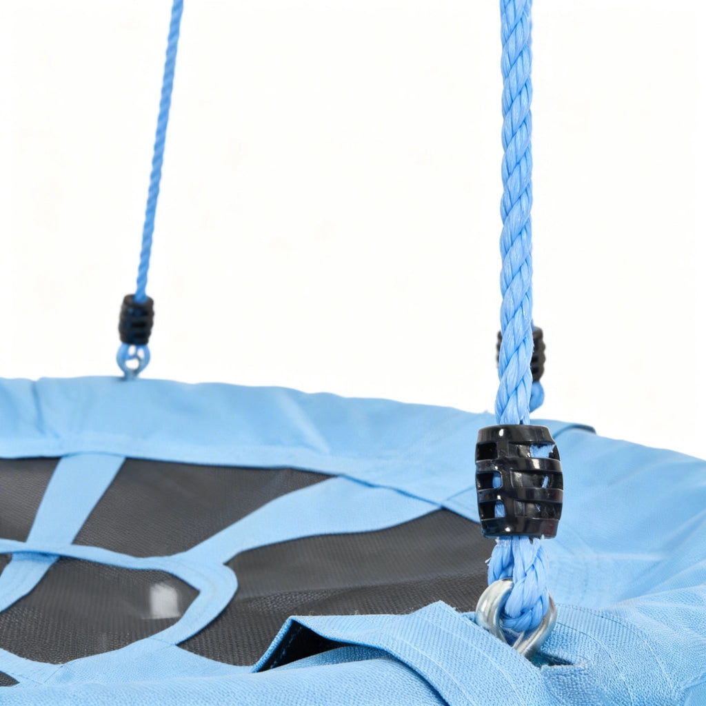 Area giochi per bambini con due altalene e scivolo per giardino in acciaio blu e rosa 120×40×26 cm