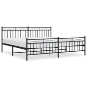 Letto matrimoniale | Letto per adulti | Giroletto con Testiera e Pediera Metallo Nero 193x203 cm