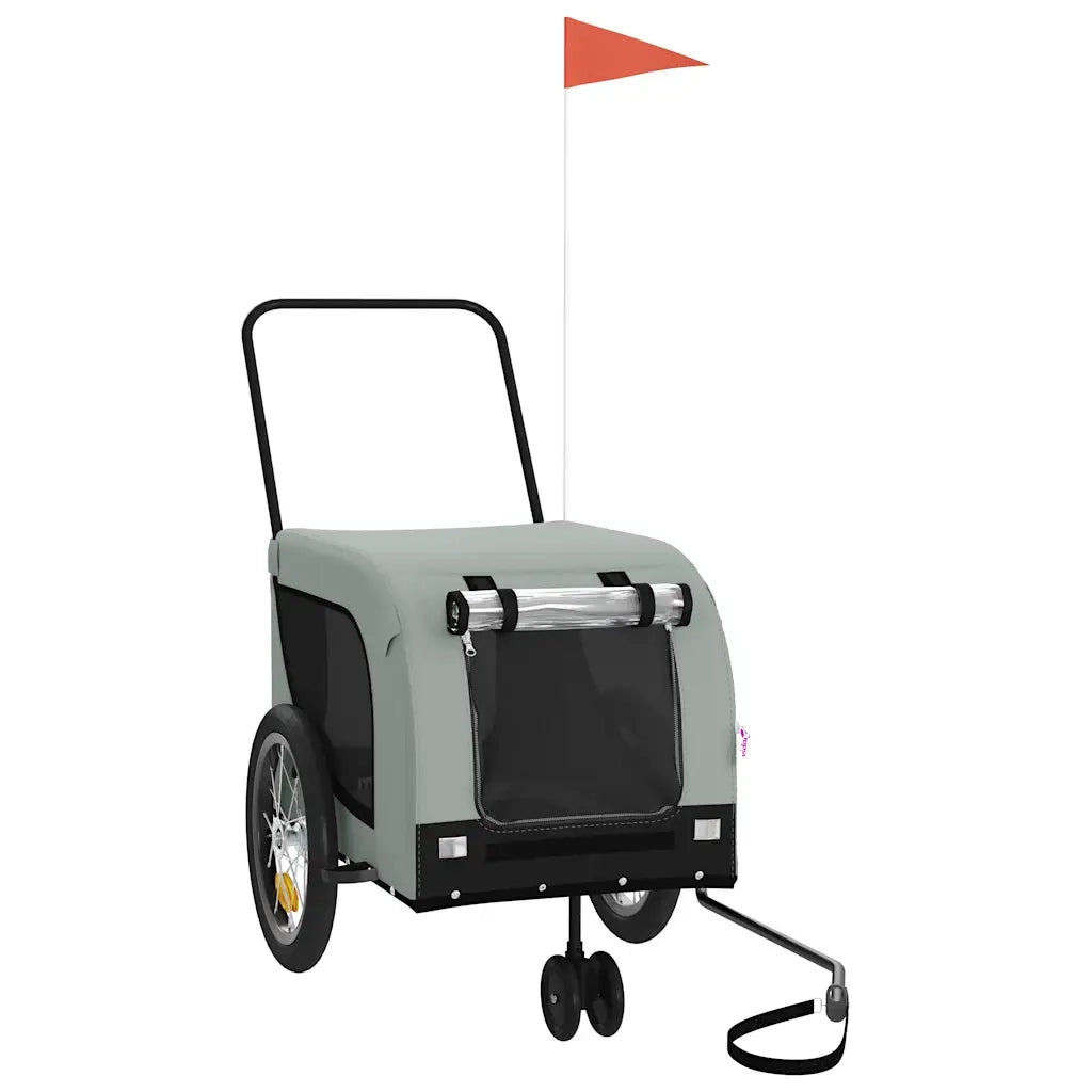 Rimorchio da Bici per Animali Grigio e Nero Oxford e Ferro CFW5480672