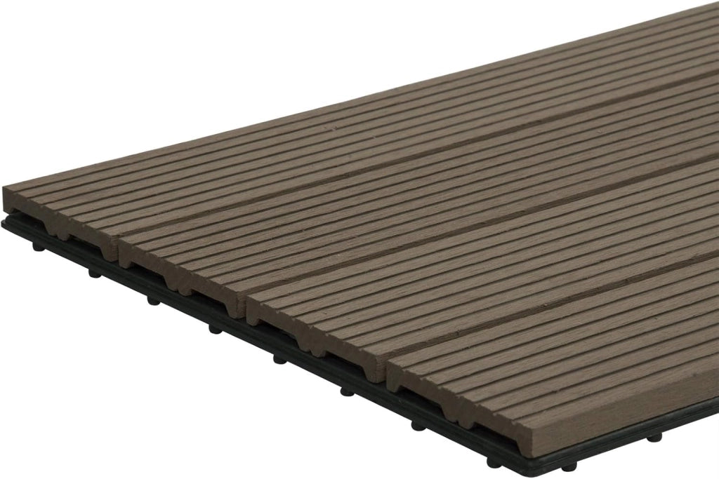 12 Pezzi Piastrella per Pavimento da Giardino Terrazza Pavimento ad Incastro per Casa Fai da Te Pavimentazione in WPC 30x60 cm Marrone